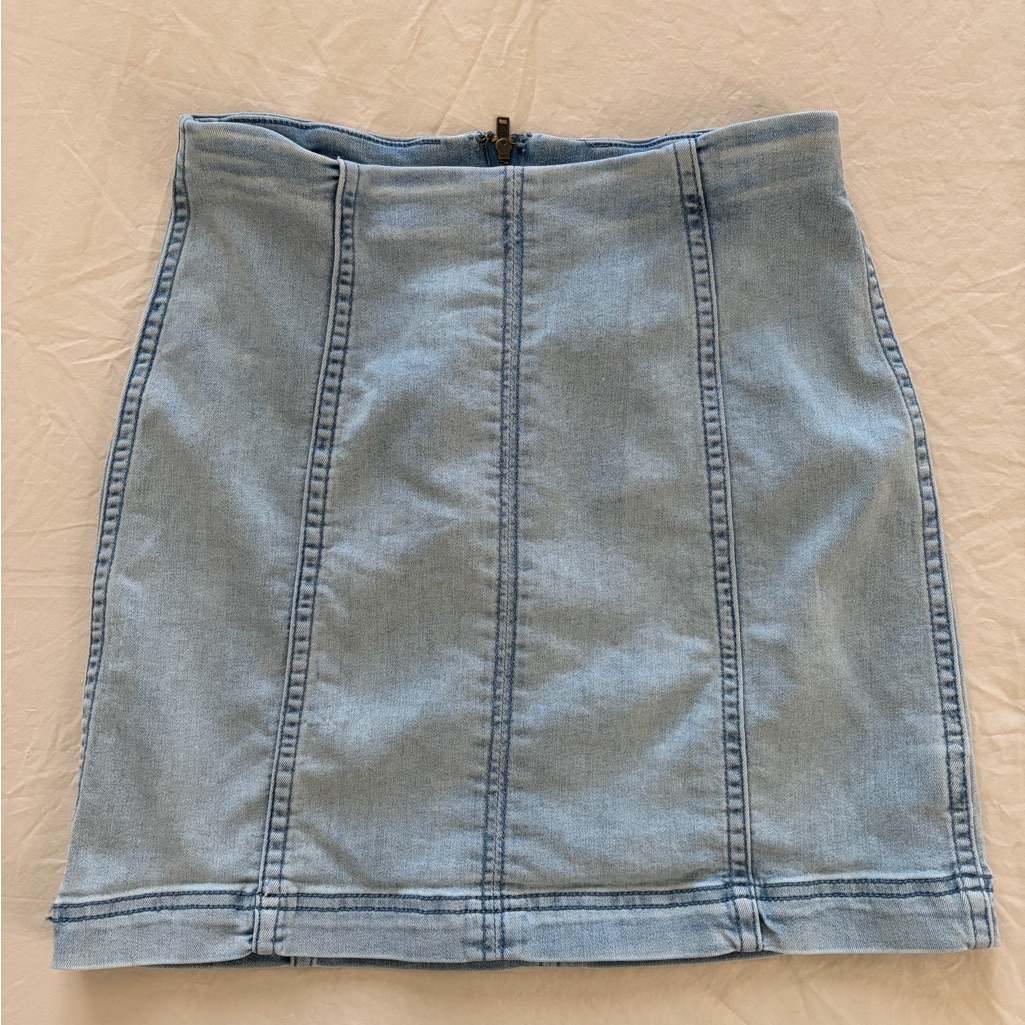 Free People Sky Blue Denim Skirt